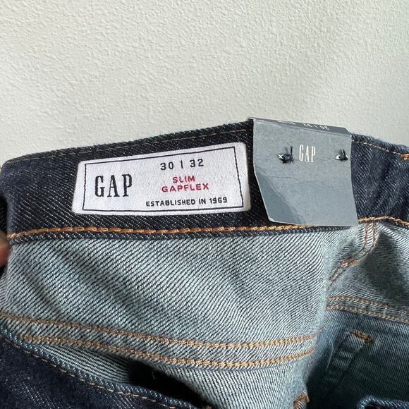 New Gap Slim Gapflex Jeans Men's 30x32 Mid Rise Dark Wash Stretch Straight Leg - Picture 5 of 5